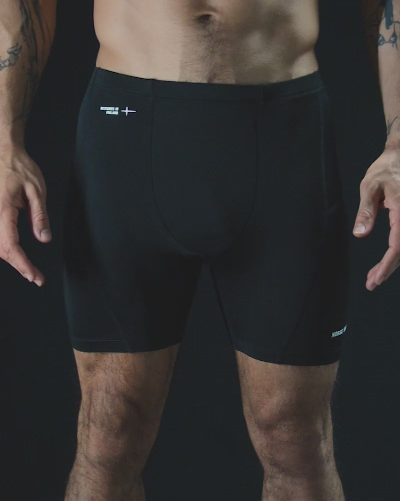 Löyly Nano-Mesh™ 6" Sauna Shorts + Front Ice Pocket, Black